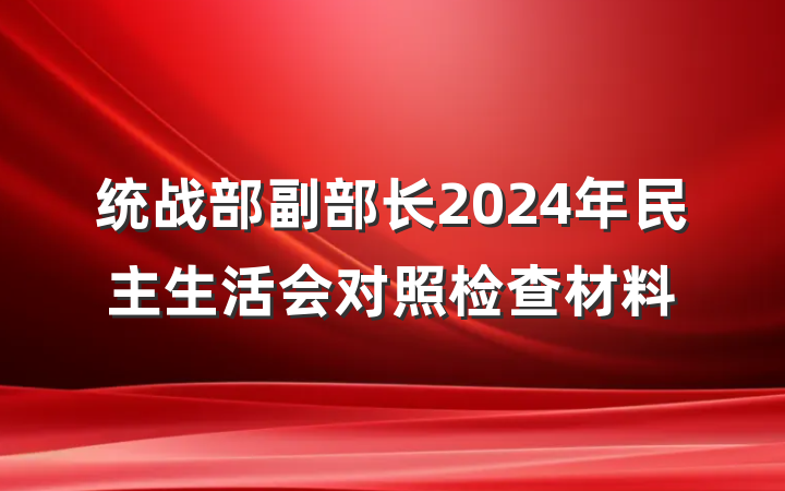 统战部副部长2024年民主生活会对照检查材料
