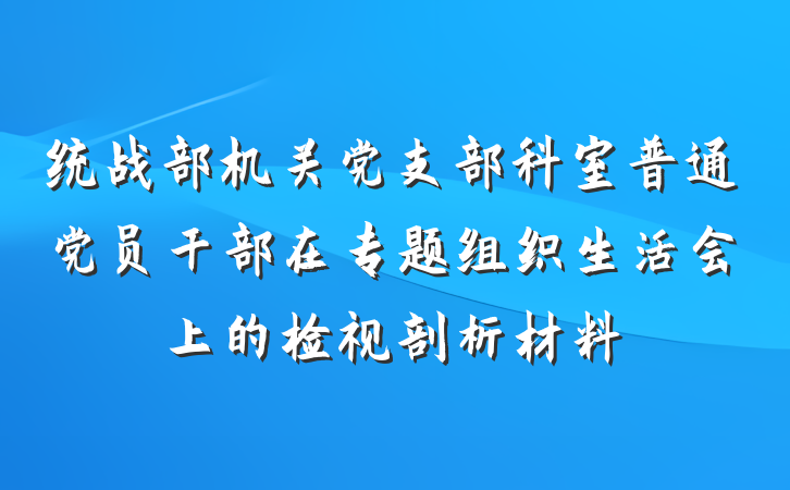 统战部机关党支部科室普通党员干部在专题组织生活会上的检视剖析材料