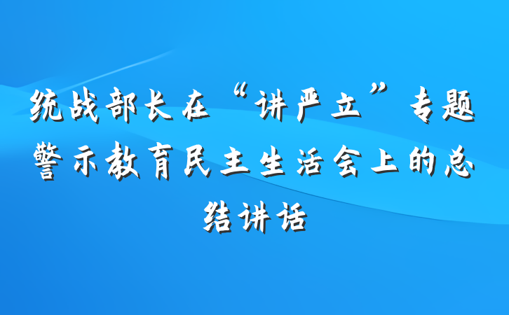 统战部长在“讲严立”专题警示教育民主生活会上的总结讲话