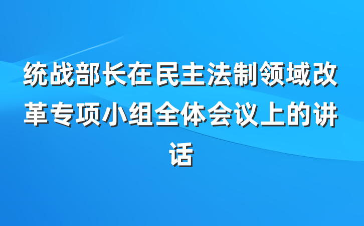 统战部长在民主法制领域改革专项小组全体会议上的讲话