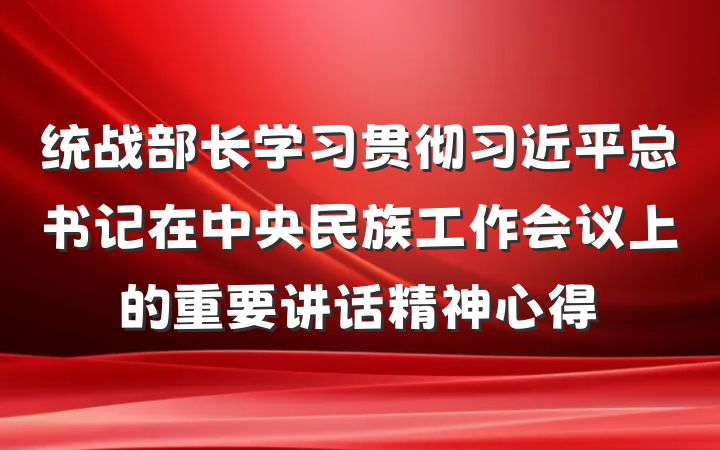 统战部长学习贯彻习近平总书记在中央民族工作会议上的重要讲话精神心得