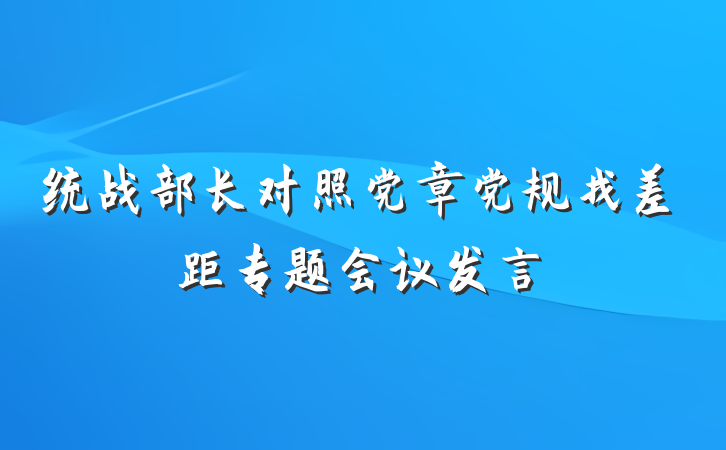 统战部长对照党章党规找差距专题会议发言