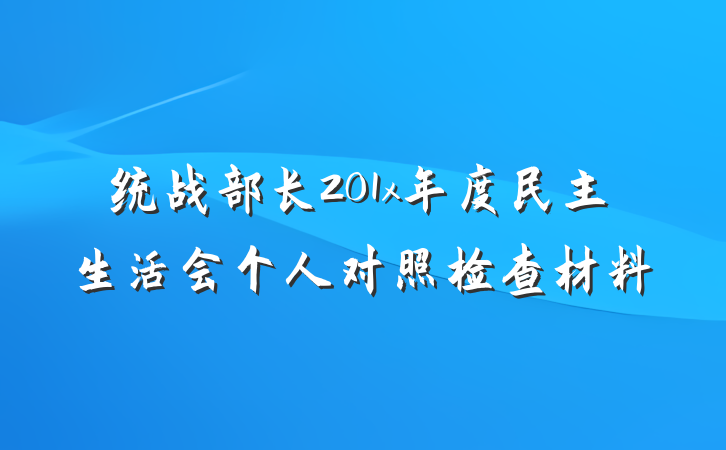 统战部长201x年度民主生活会个人对照检查材料