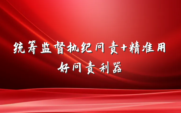 统筹监督执纪问责 精准用好问责利器