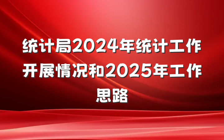 统计局2024年统计工作开展情况和2025年工作思路