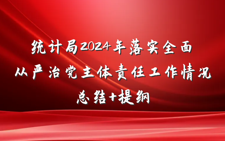统计局2024年落实全面从严治党主体责任工作情况总结 提纲