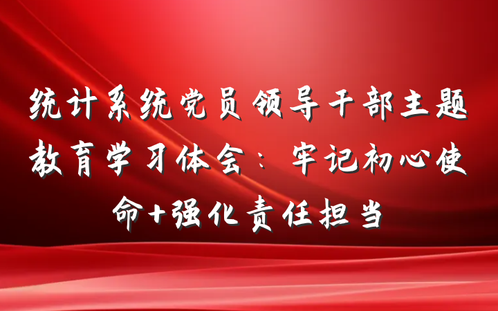 统计系统党员领导干部主题教育学习体会：牢记初心使命 强化责任担当