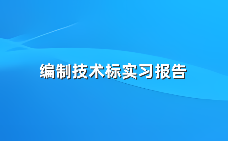 编制技术标实习报告