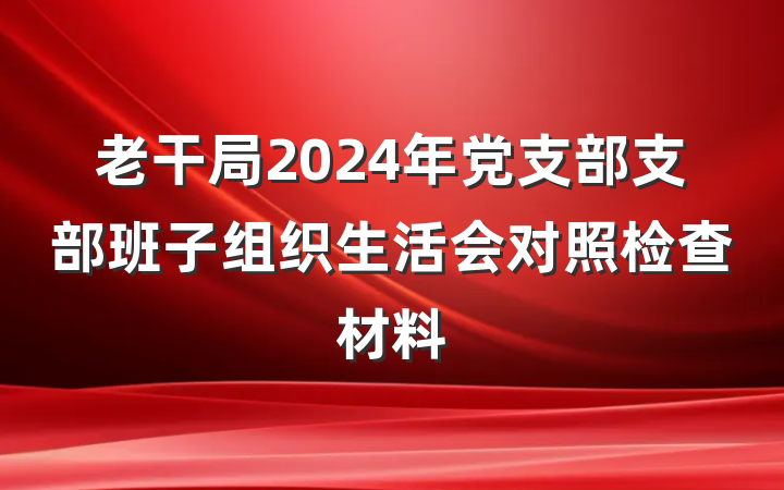 老干局2024年党支部支部班子组织生活会对照检查材料