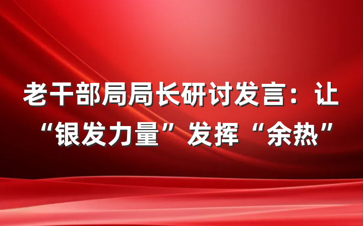老干部局局长研讨发言：让“银发力量”发挥“余热”