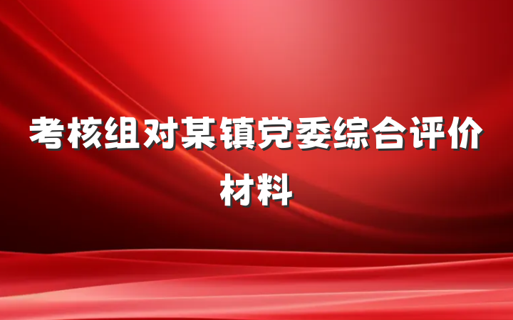 考核组对某镇党委综合评价材料