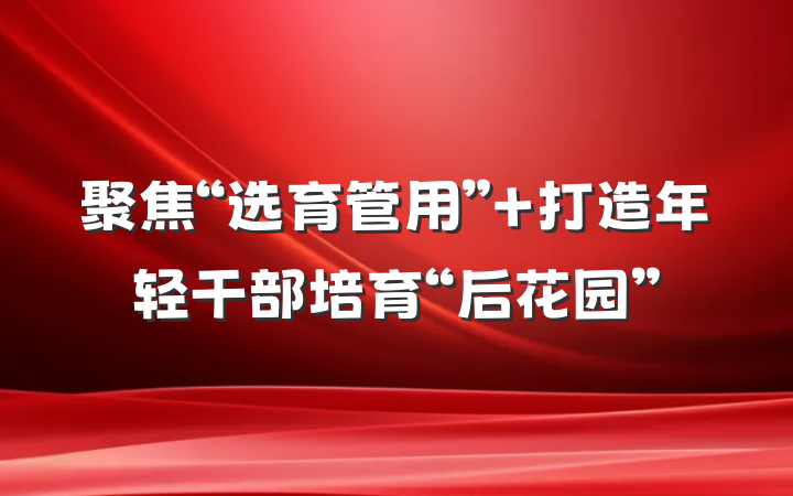 聚焦“选育管用”+打造年轻干部培育“后花园”
