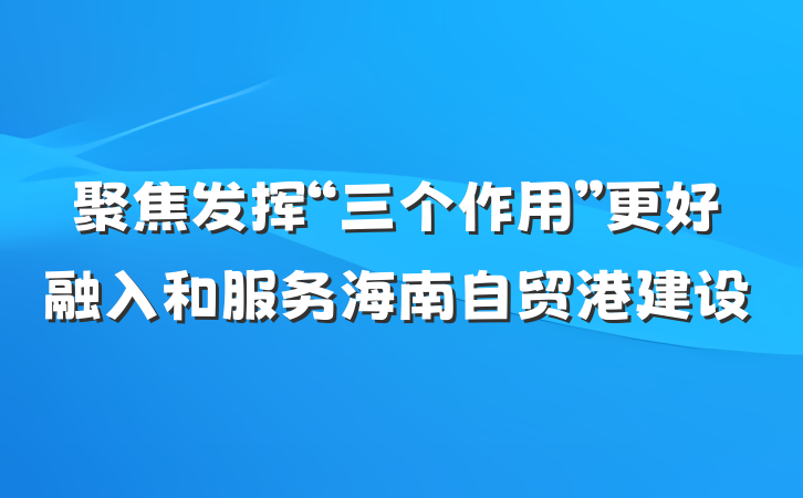 聚焦发挥“三个作用”更好融入和服务海南自贸港建设