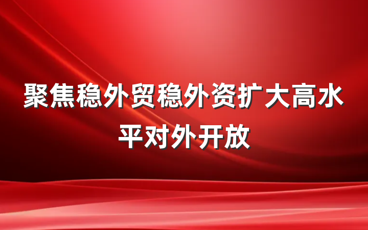 聚焦稳外贸稳外资扩大高水平对外开放