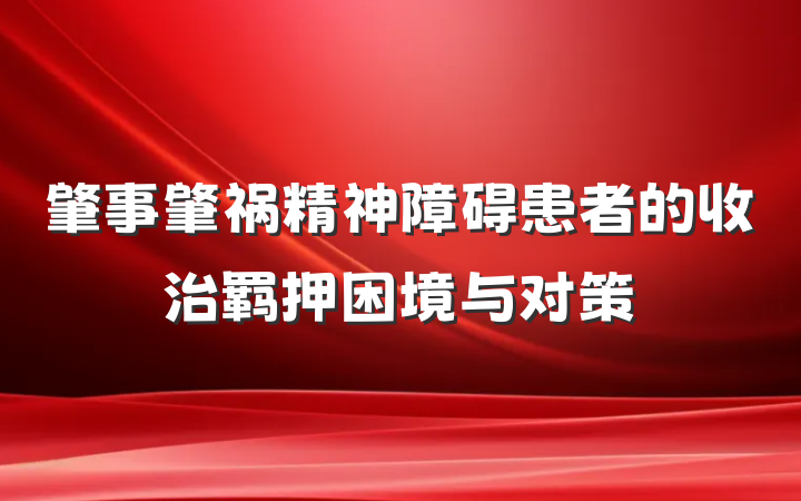肇事肇祸精神障碍患者的收治羁押困境与对策