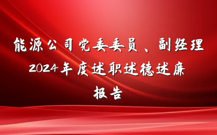 能源公司党委委员、副经理2024年度述职述德述廉报告