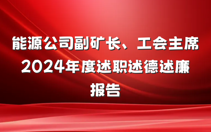 能源公司副矿长、工会主席2024年度述职述德述廉报告