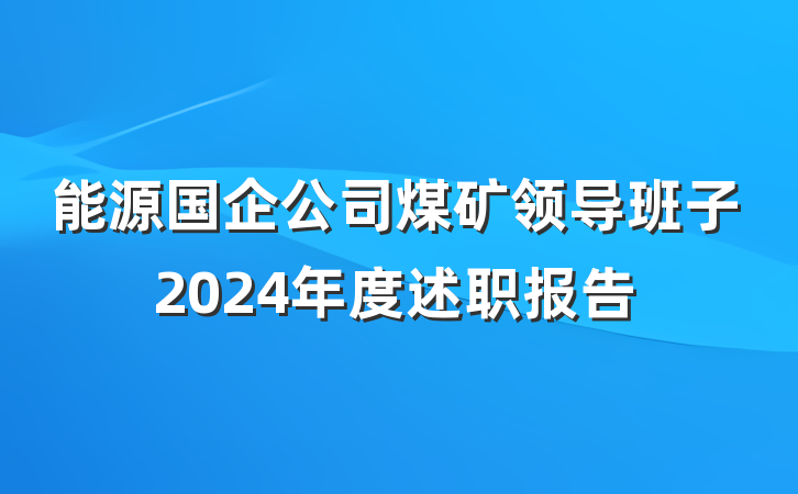 能源国企公司煤矿领导班子2024年度述职报告