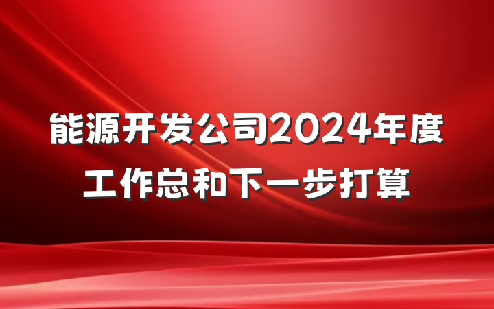 能源开发公司2024年度工作总和下一步打算