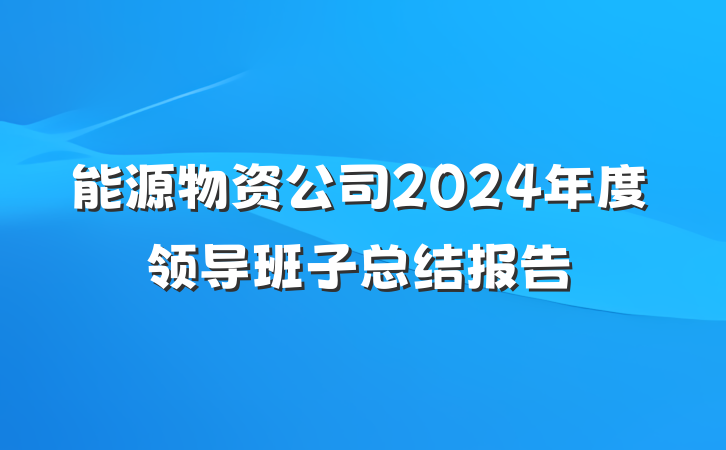 能源物资公司2024年度领导班子总结报告