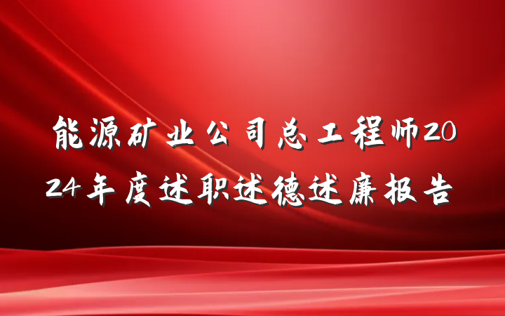 能源矿业公司总工程师2024年度述职述德述廉报告