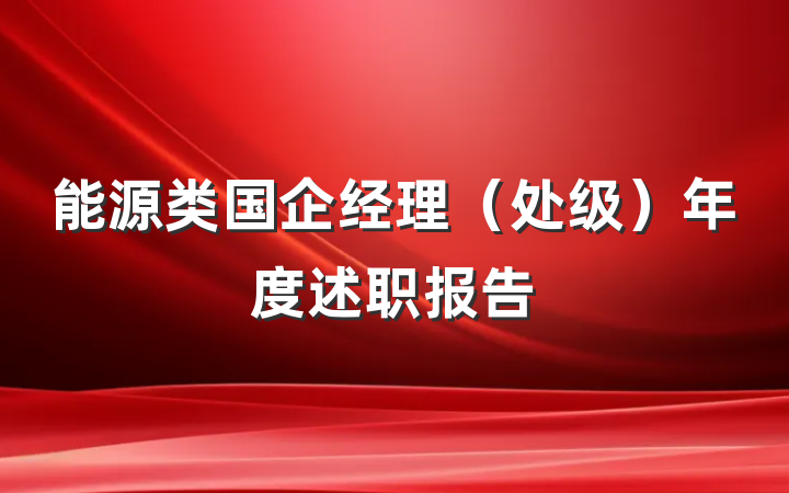 能源类国企经理（处级）年度述职报告