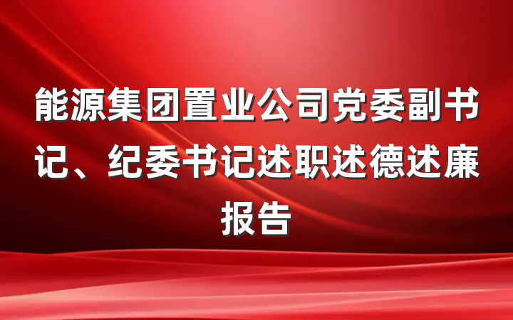 能源集团置业公司党委副书记、纪委书记述职述德述廉报告