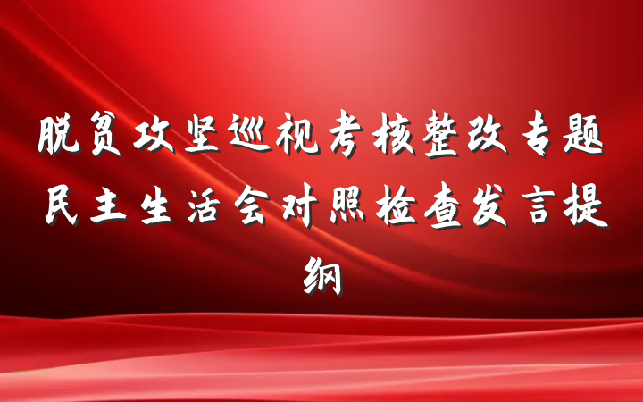 脱贫攻坚巡视考核整改专题民主生活会对照检查发言提纲