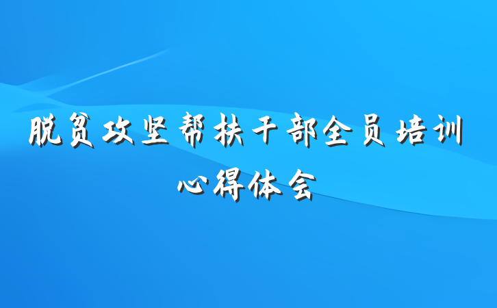 脱贫攻坚帮扶干部全员培训心得体会