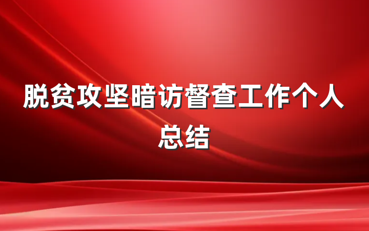 脱贫攻坚暗访督查工作个人总结