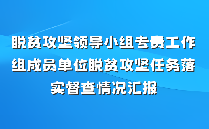 脱贫攻坚领导小组专责工作组成员单位脱贫攻坚任务落实督查情况汇报