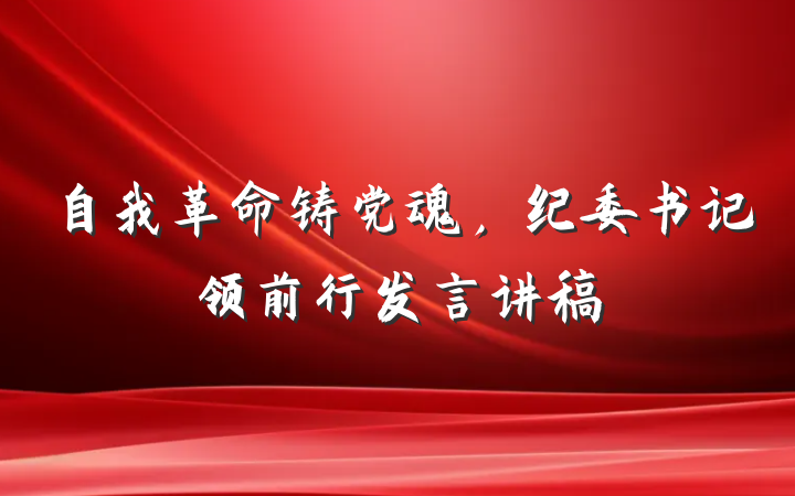 自我革命铸党魂，纪委书记领前行发言讲稿
