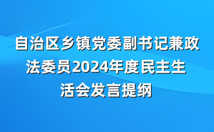自治区乡镇党委副书记兼政法委员2024年度民主生活会发言提纲