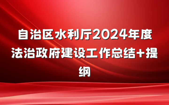 自治区水利厅2024年度法治政府建设工作总结 提纲