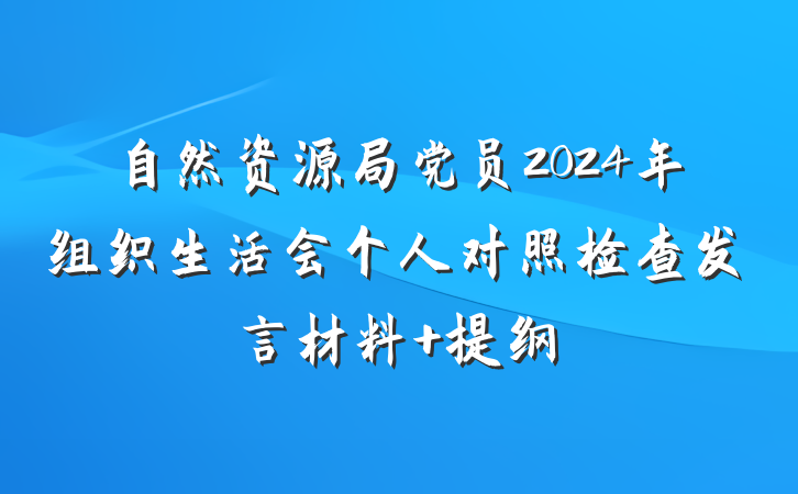 自然资源局党员2024年组织生活会个人对照检查发言材料 提纲