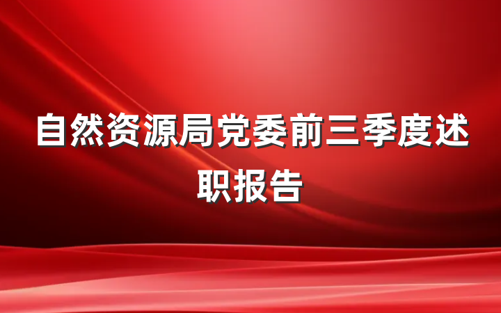 自然资源局党委前三季度述职报告