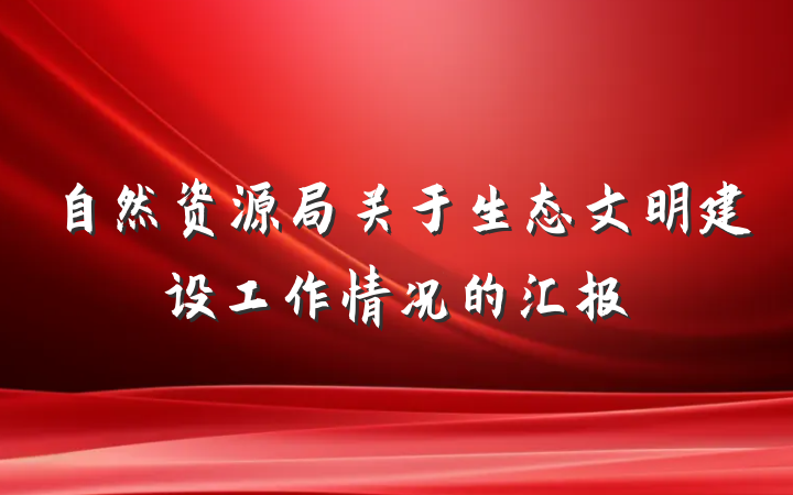 自然资源局关于生态文明建设工作情况的汇报