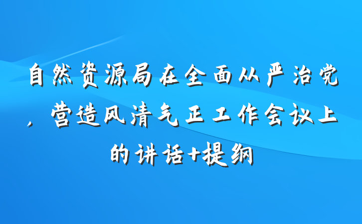 自然资源局在全面从严治党，营造风清气正工作会议上的讲话 提纲