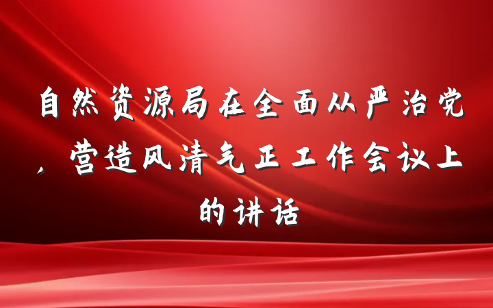 自然资源局在全面从严治党，营造风清气正工作会议上的讲话