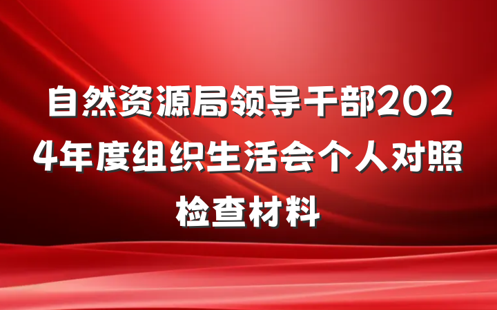 自然资源局领导干部2024年度组织生活会个人对照检查材料