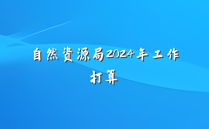 自然资源局2024年工作打算