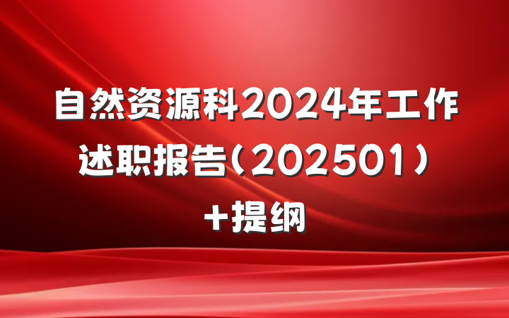 自然资源科2024年工作述职报告（202501） 提纲