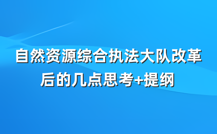 自然资源综合执法大队改革后的几点思考 提纲