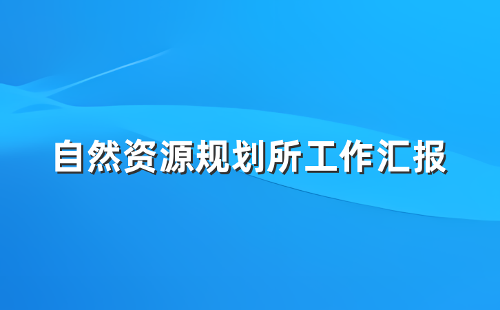 自然资源规划所工作汇报