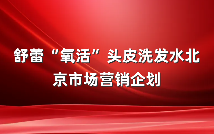 舒蕾“氧活”头皮洗发水北京市场营销企划