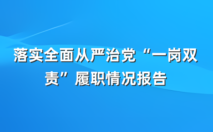 落实全面从严治党“一岗双责”履职情况报告