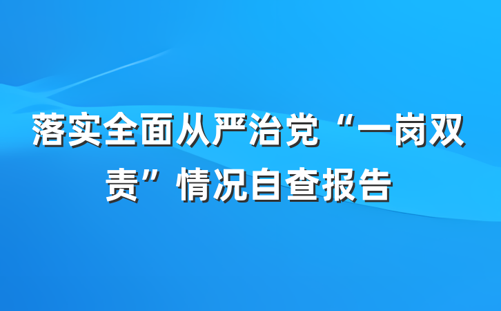 落实全面从严治党“一岗双责”情况自查报告