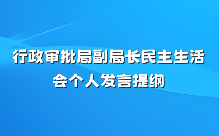 行政审批局副局长民主生活会个人发言提纲