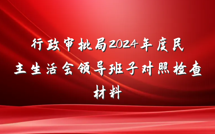 行政审批局2024年度民主生活会领导班子对照检查材料