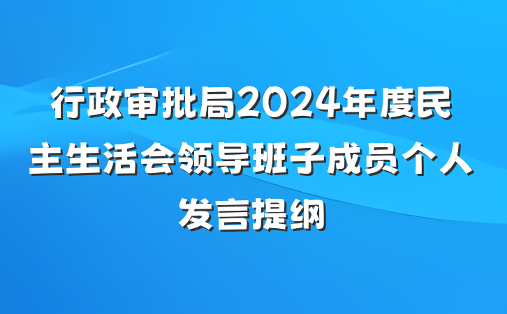 行政审批局2024年度民主生活会领导班子成员个人发言提纲